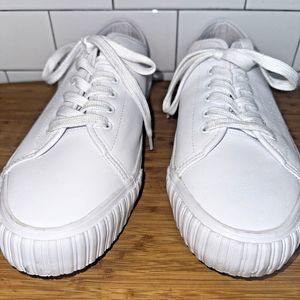 Rachel Zoe Womens White Leather Sneakers Shoes Athletic Lace Up Low Top Size 10